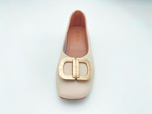 Kadınlar için beyaz rahatlık çorapları, gerçek deriyle, düşük topuklu, düşük topuklu